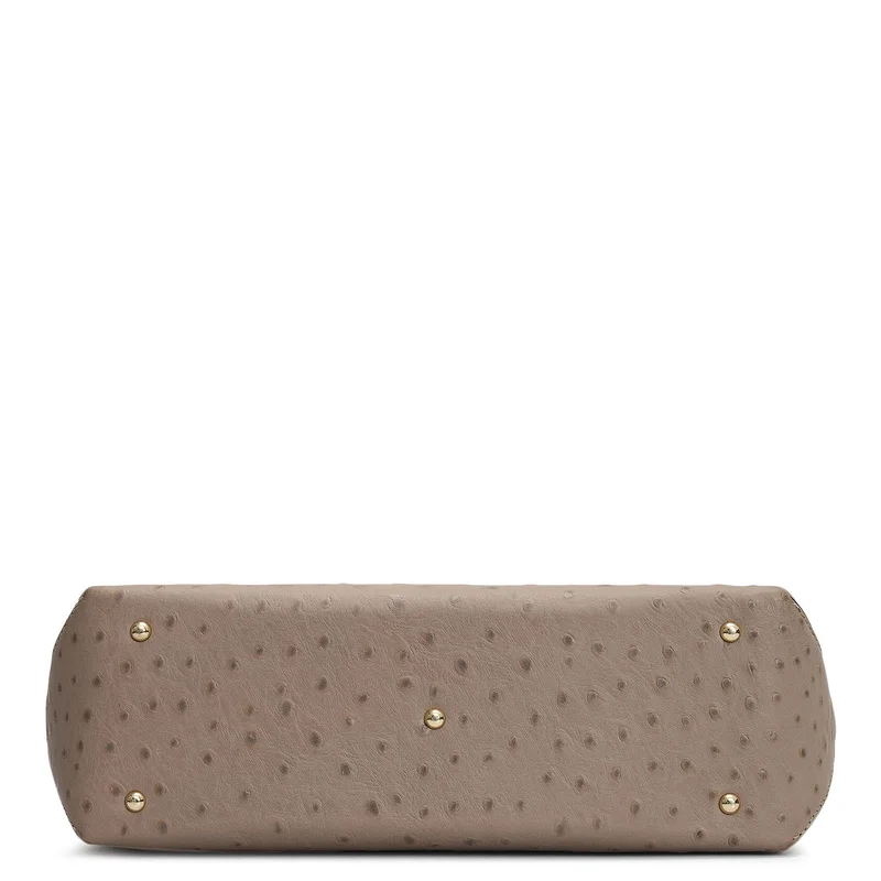 Da Milano Slate Medium Ostrich Leather Tote - Slate for Women | Best Price UAE